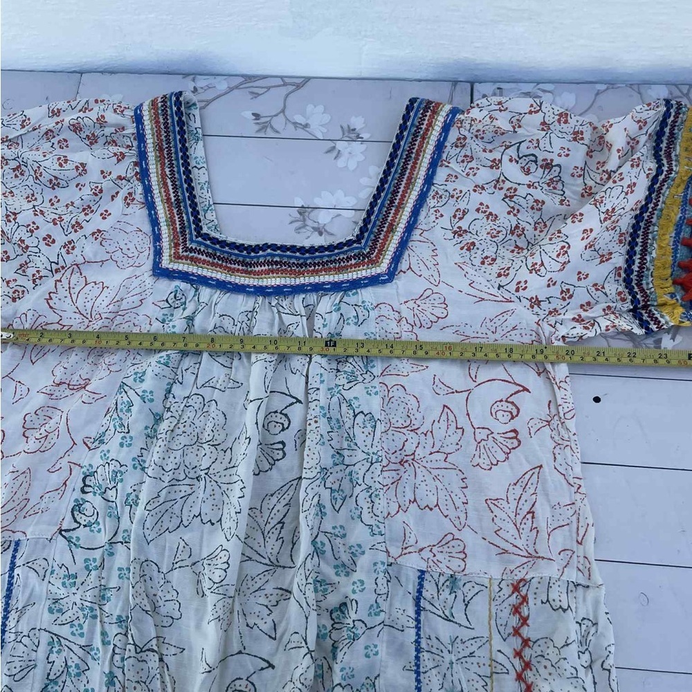 Maeve Cream Floral Blouse with Blue and Red Trim - Picture 8 of 8